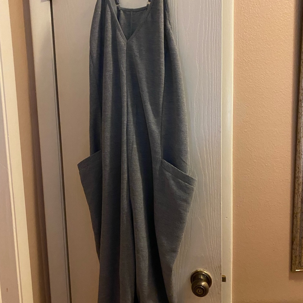 Stylish gray waffle overalls 2XL